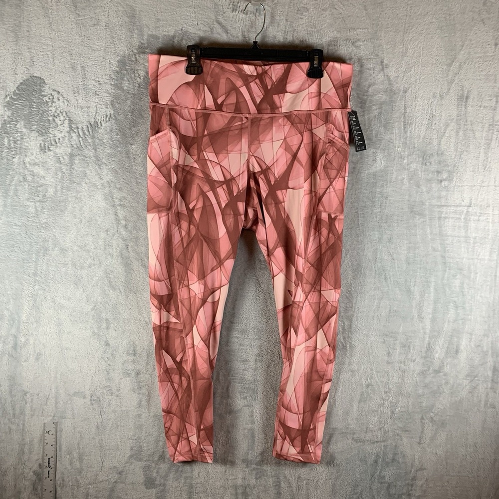 Ideology Women's 1X Leggings 7/8 Length High Rise Pockets Swirling Pink NWT